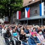 Zahájení koncertu kapely Čechomor, Krumlovský slunovrat 2020, Schwarzenberská granátnická garda, Foto/zdroj: Lubor Mrázek